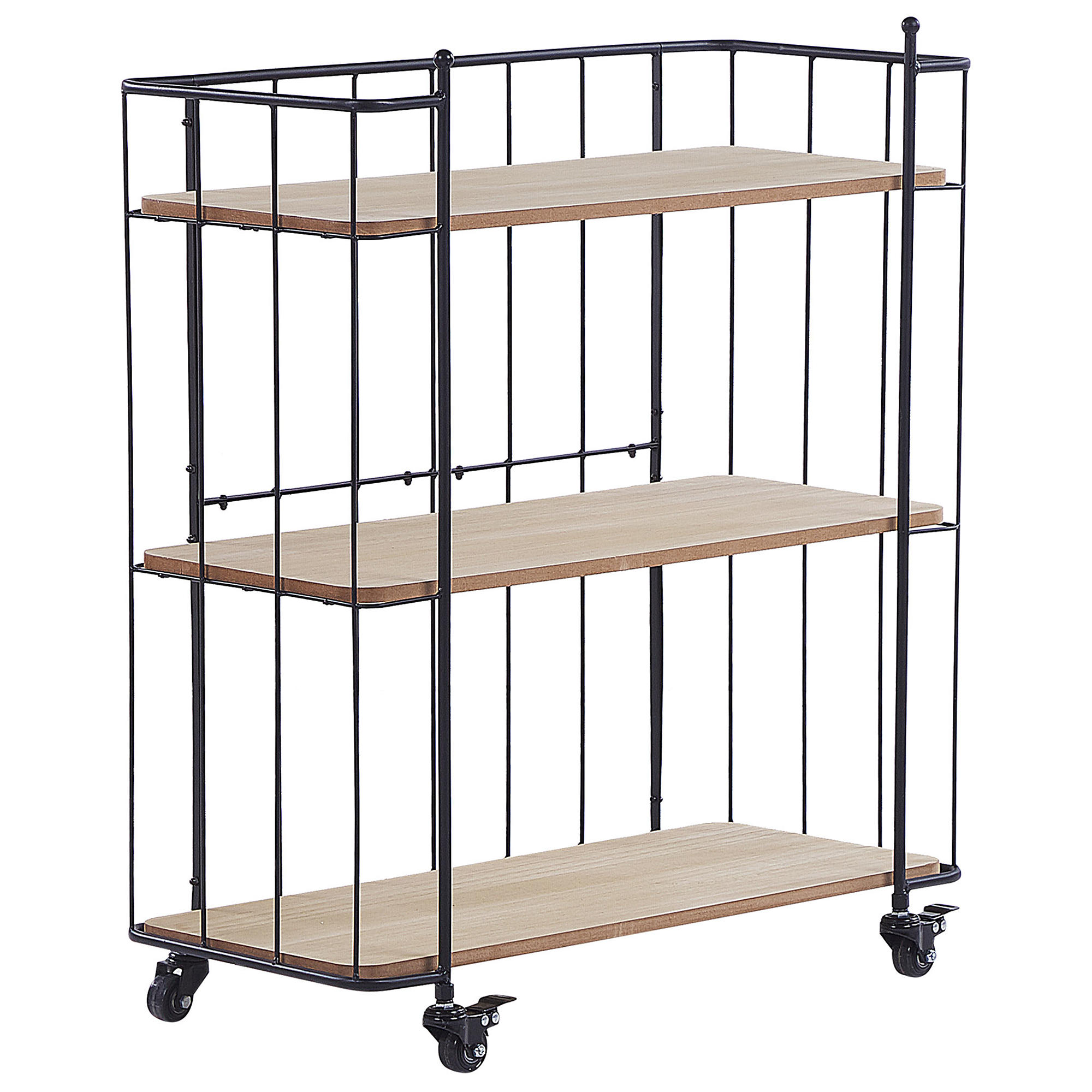 SERVIERWAGEN Heller Holzfarbton Gabbs - Hellbraun/Schwarz, Metall (70/81/29cm) - Beliani