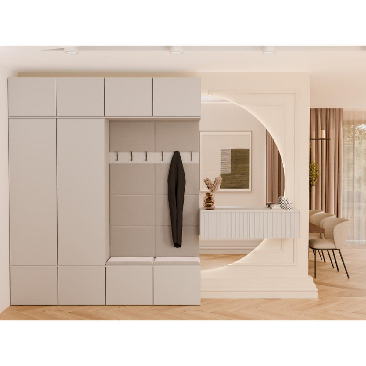 DULAP PENTRU HOL modern, set dulapuri: dulap pentru haine - dulap pentru pantofi, model cașmir 200/238/35 - cașmir, compozit lemnos (200/238/35cm) - RAUMHIRSCH FURNITURE