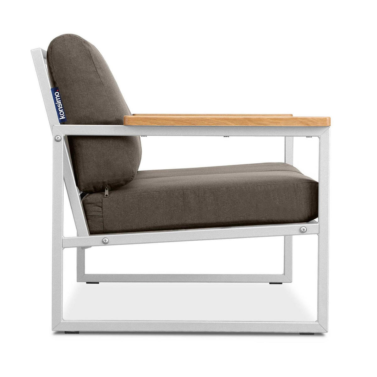GARTENSOFA TRIBO 2-Personen ,Weiß/Beige - Beige/Weiß, Holz/Textil (130/65/60cm) - KONSIMO®