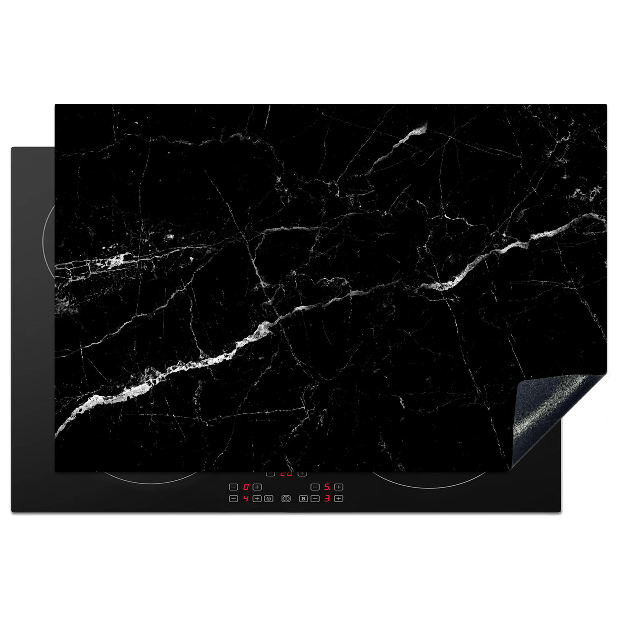 HERABDECKPLATTE - Marmoroptik - Schwarz - Luxus - 75x50 - Grau, Kunststoff (75/50/0.2cm) - MuchoWow