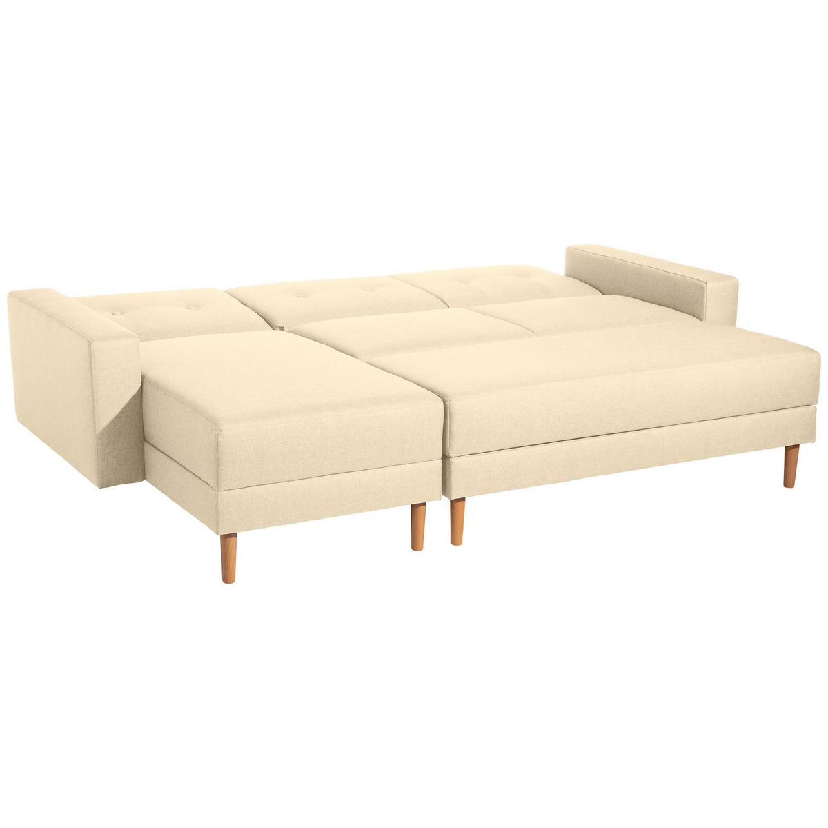 FUNKTIONSSOFA mit Hocker Kattie Flachgewebe beige - Beige, Kunststoff (144/230cm) - 58aufmkessel