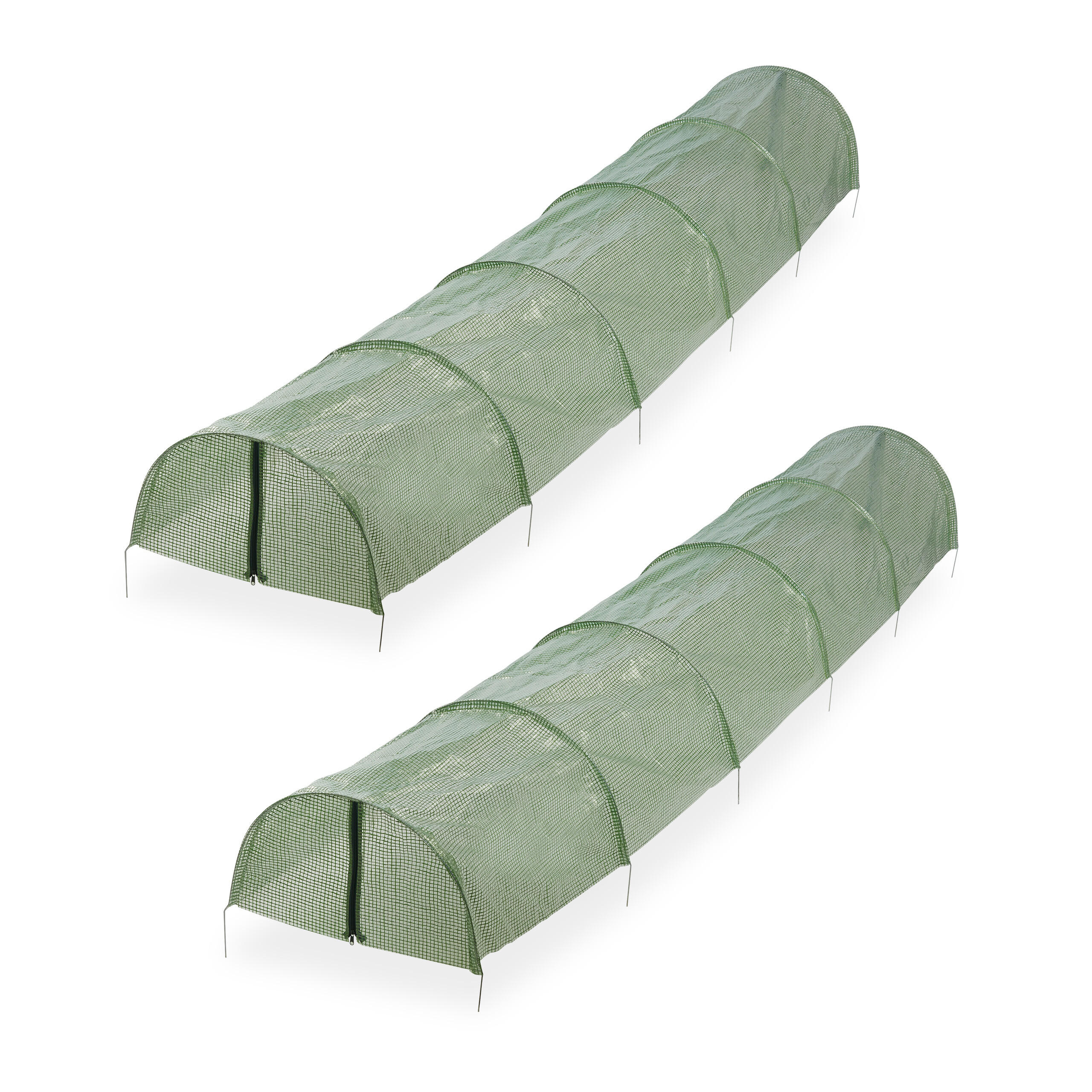 2XFOLIENTUNNEL - Dunkelgrün, Kunststoff/Metall (47/47/290cm) - Relaxdays