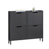 SCHUHSCHRANK mit 4 Klappen schmal 100x91x19cm Schwarz - Schwarz, Holzwerkstoff/Metall (100/91/19cm) - SoBuy