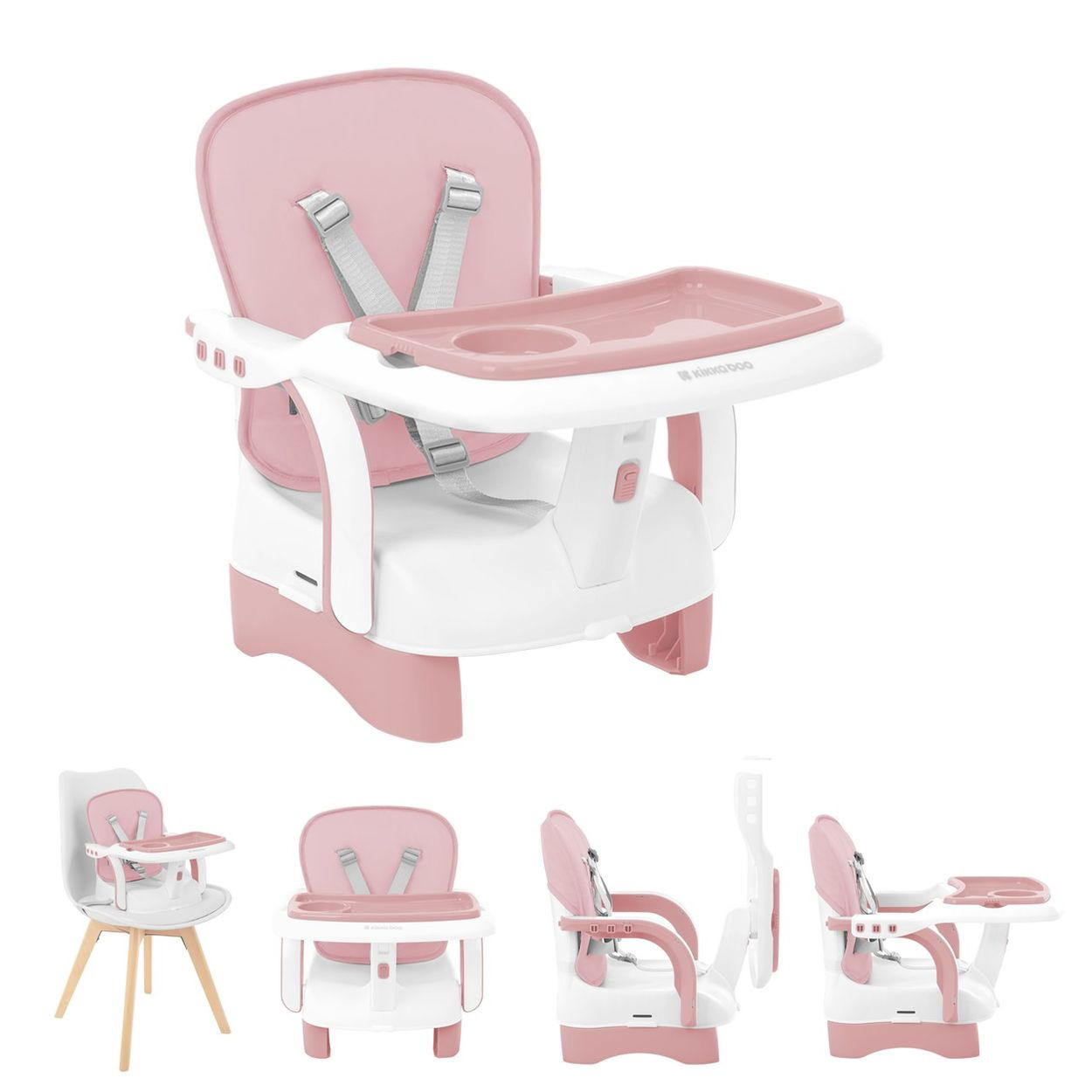 KINDERSTUHL Chewy rosa Doppeltablett, Sicherheitsgurt, faltbar - Rosa, Kunststoff (39/38/25cm) - Kikka boo