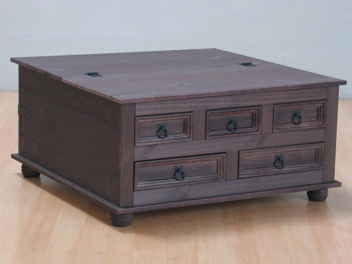 COUCHTISCH mit 5 Schubladen - Braun, Holz (92/92/45cm) - ebuy24