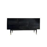 KOMMODE PANAREA, Akazie Massivholz, mit Stauraum, Schwarz, 160 x 42 x 81 cm - Schwarz, Holz/Metall (160/81/42cm) - KADIMA DESIGN