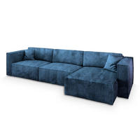 ECKSOFA TOLMO P Blau Kordstoff mit Schlaffunktion - Blau, Holz (347/148cm) - MASSENO