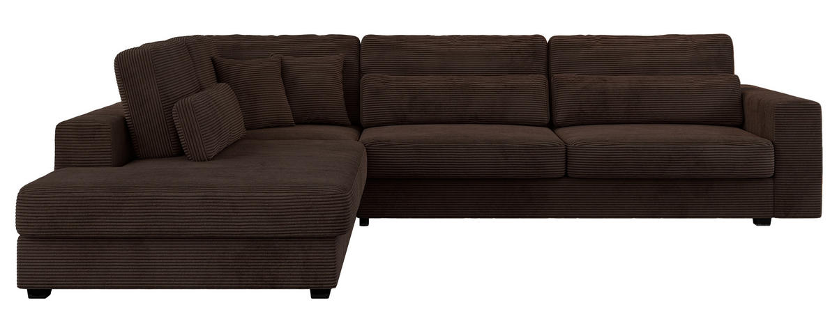 ECKSOFA Savona Braun Cord - links - Schwarz/Braun, Kunststoff/Textil (316/249cm) - MKS