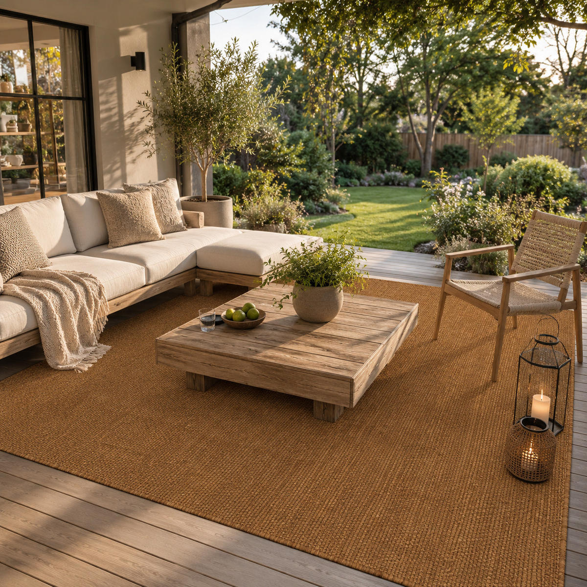 IN- & OUTDOOR FLACHGEWEBE TEPPICH PORTO MELIERT - Braun, Textil (200/250cm) - Snapstyle