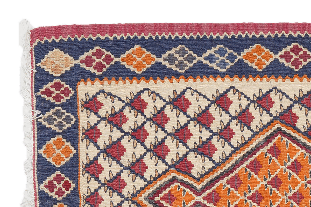 HANDWEBTEPPICH Kelim Senneh Beige 86/60 cm Schurwolle - Beige, Textil (60/86cm) - Looma