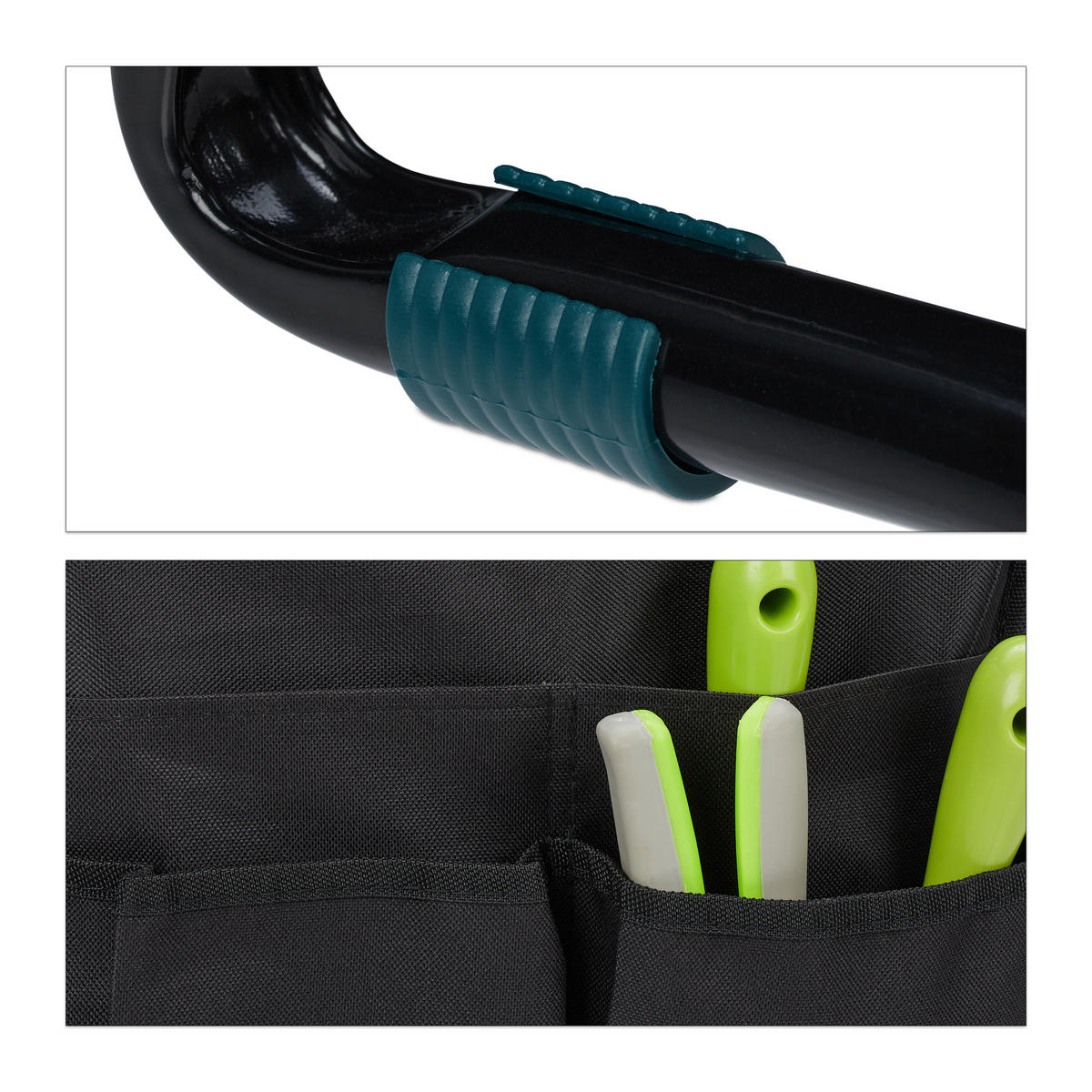 KNIEBANK - Schwarz, Textil/Metall (60/50/27.5cm) - Relaxdays