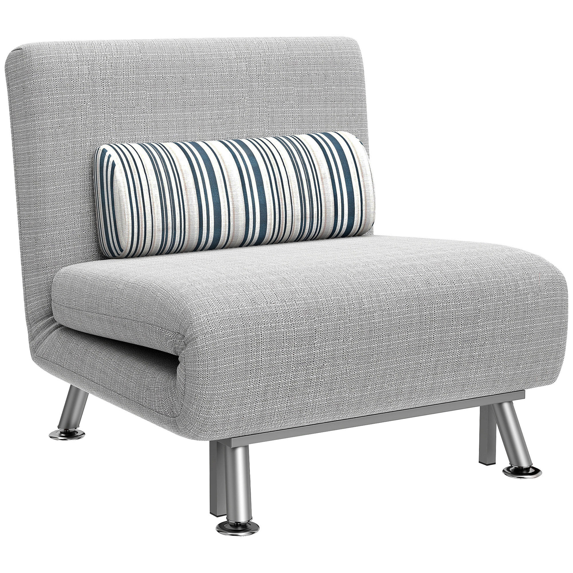 KLAPPBAR Schlafsessel Schlafsofa Klappmatratze Bett Gästebett Grau Sofa - Silberfarben/Grau, Textil/Metall (70/75/75cm) - HOMCOM