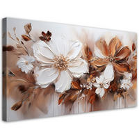 WANDBILD braune und weiße blumen natur - Beige, Textil (100/50cm) - Feeby