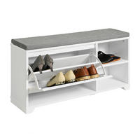 SCHUHBANK Grau - Hellgrau/Weiß, Holzwerkstoff (90/46/24cm) - SoBuy