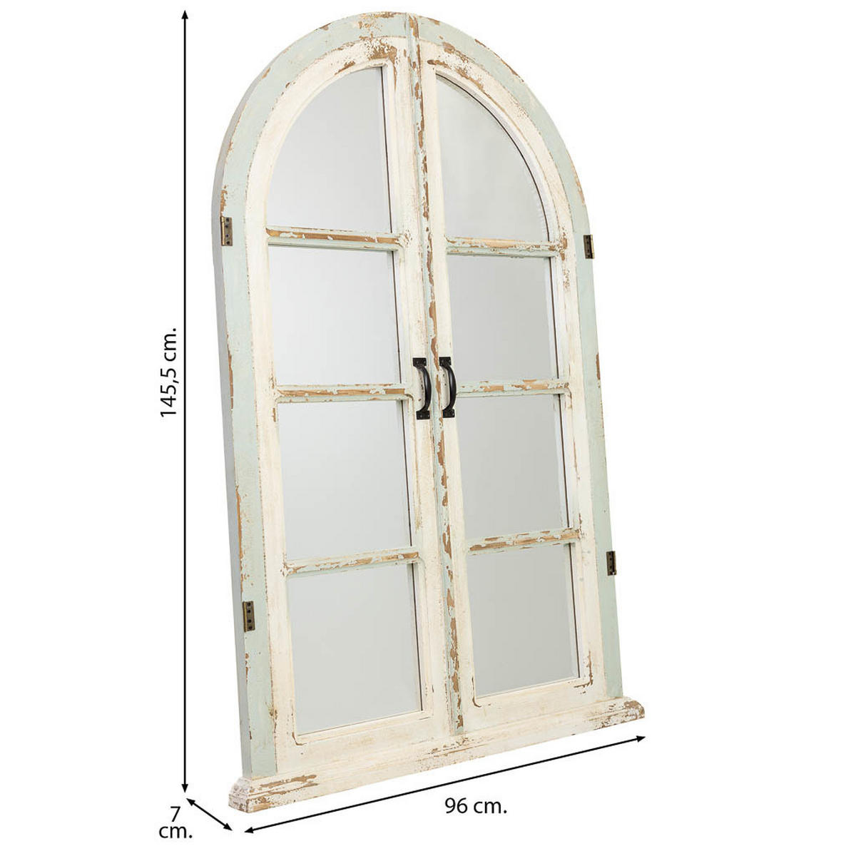 SPIEGEL aus Holz und Metall, 96x7x146 cm - Weiß, Holz (96/145.5/7cm) - Wanderlust