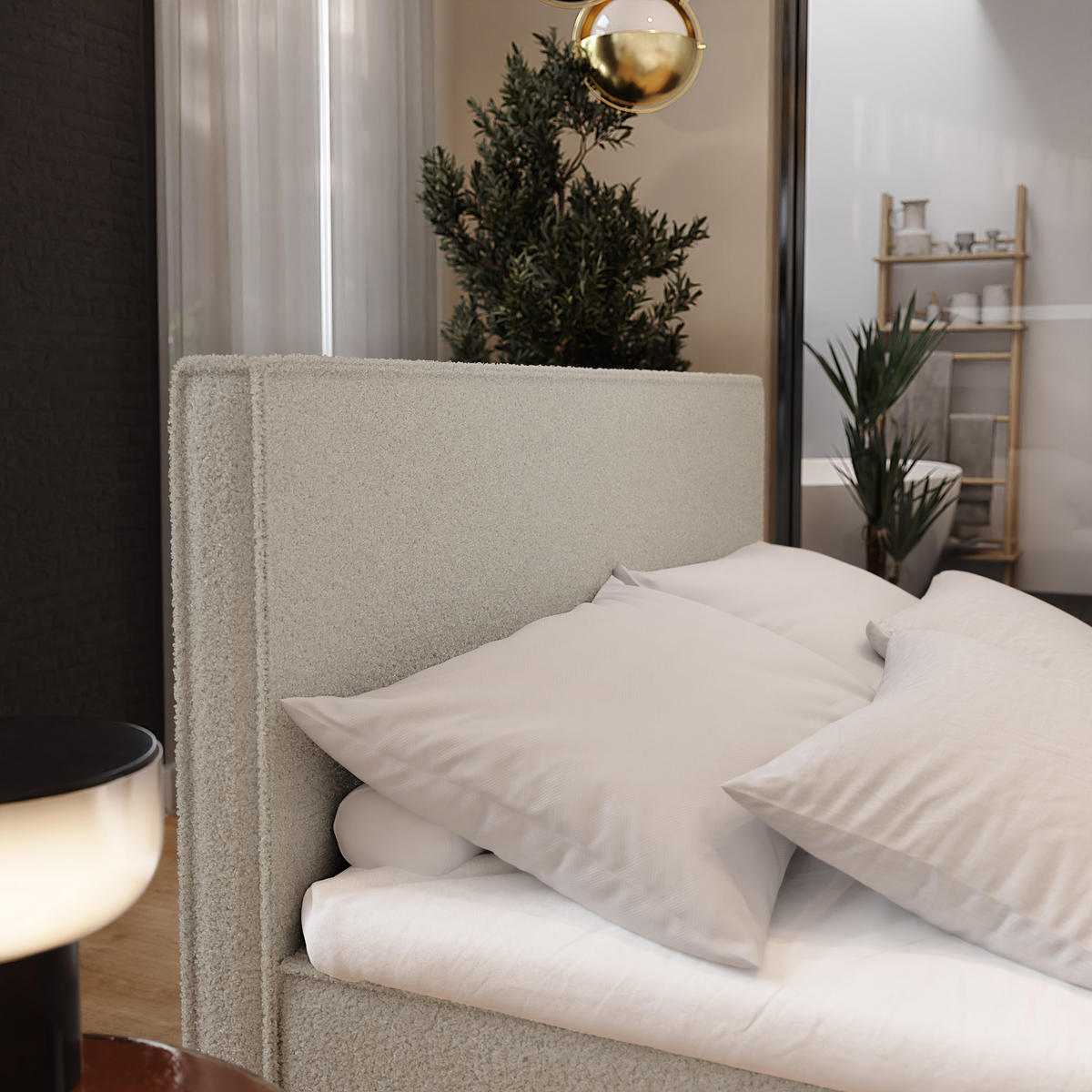 BOXBETT PELLIO 180x200 cm mit Matratze und Topper - Beige - Beige, Holz (180/200cm) - MASSENO