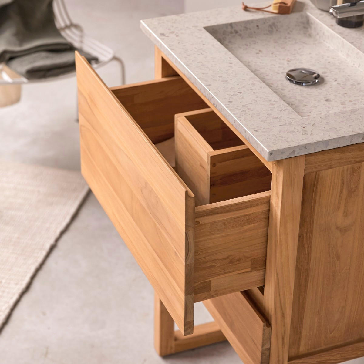 BADEZIMMERMÖBEL Edgar Hellbraun aus Teak - Hellbraun, Holz (60/88/45cm) - Tikamoon