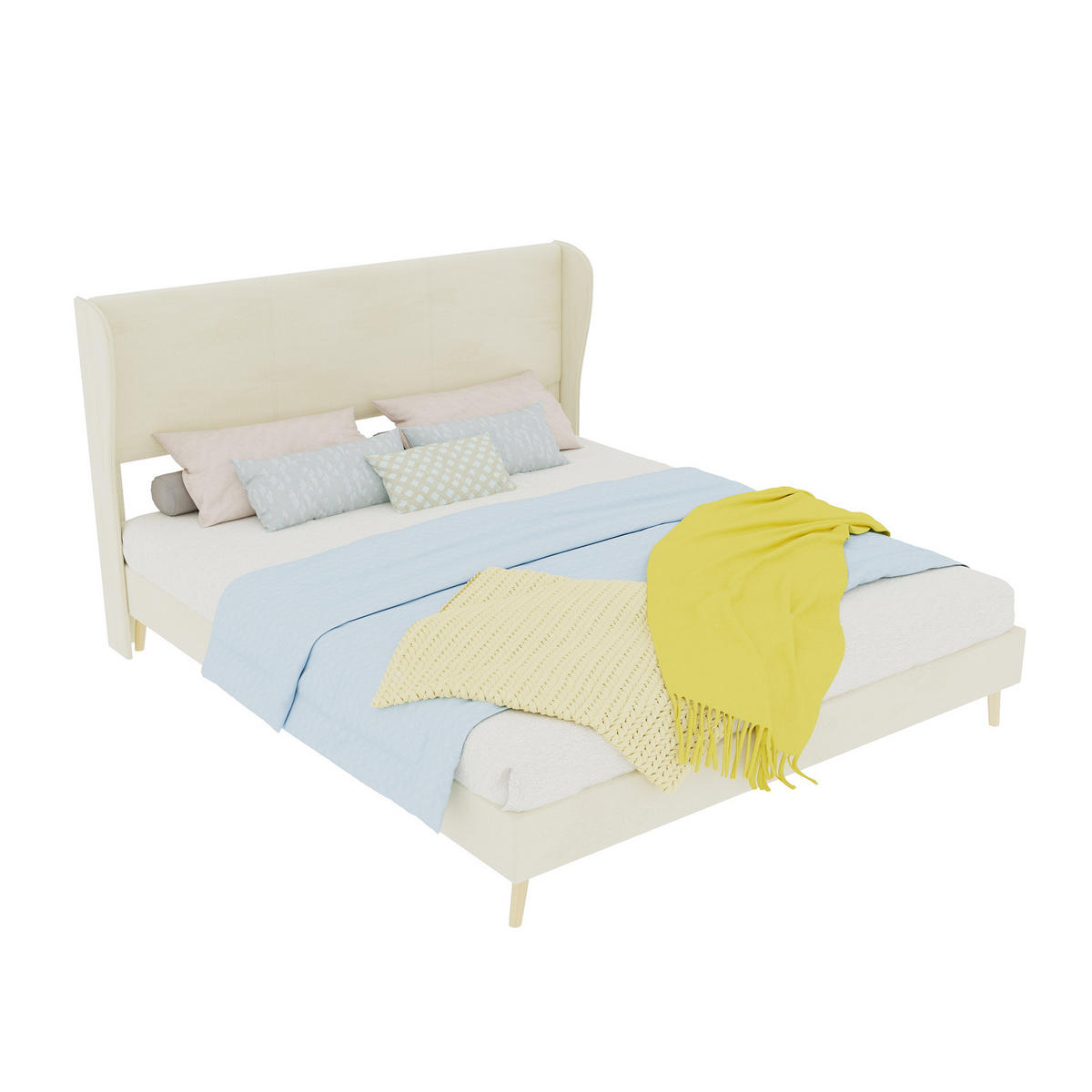 POLSTERBETT 160/200 cm DE-32997 mit Kopfteil und Matratze Beige - Beige, Metall (160/200cm) - ComfortXL