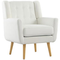 SESSEL Wohnzimmer Gepolstert Ohrensessel mit Teddy-Fleece-Optik, Holzbeine Weiß - Weiß, Kunststoff (72/89/75cm) - HOMCOM