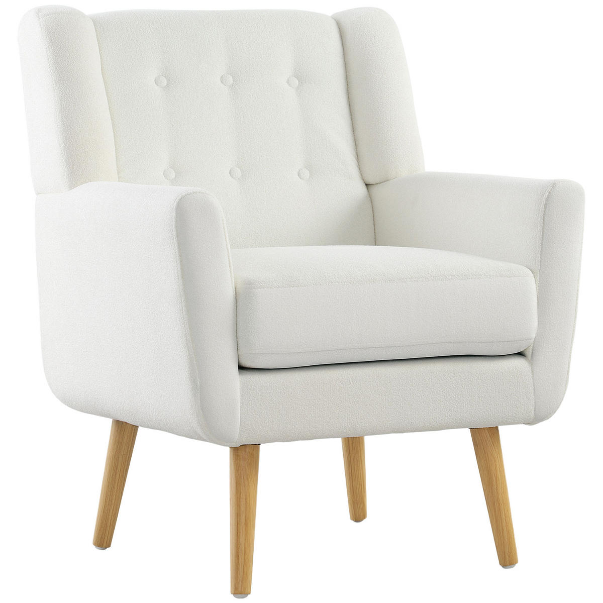 SESSEL Wohnzimmer Gepolstert Ohrensessel mit Teddy-Fleece-Optik, Holzbeine Weiß - Weiß, Kunststoff (72/89/75cm) - HOMCOM