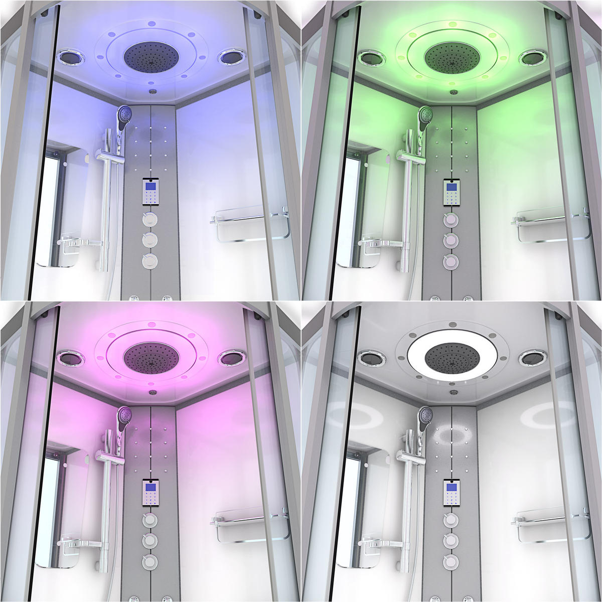 DUSCHKABINE Dusche D46-60T1-EC Weiß 100x100 - Weiß, Glas/Kunststoff (100/100/225cm) - AcquaVapore by Sandra Jentho