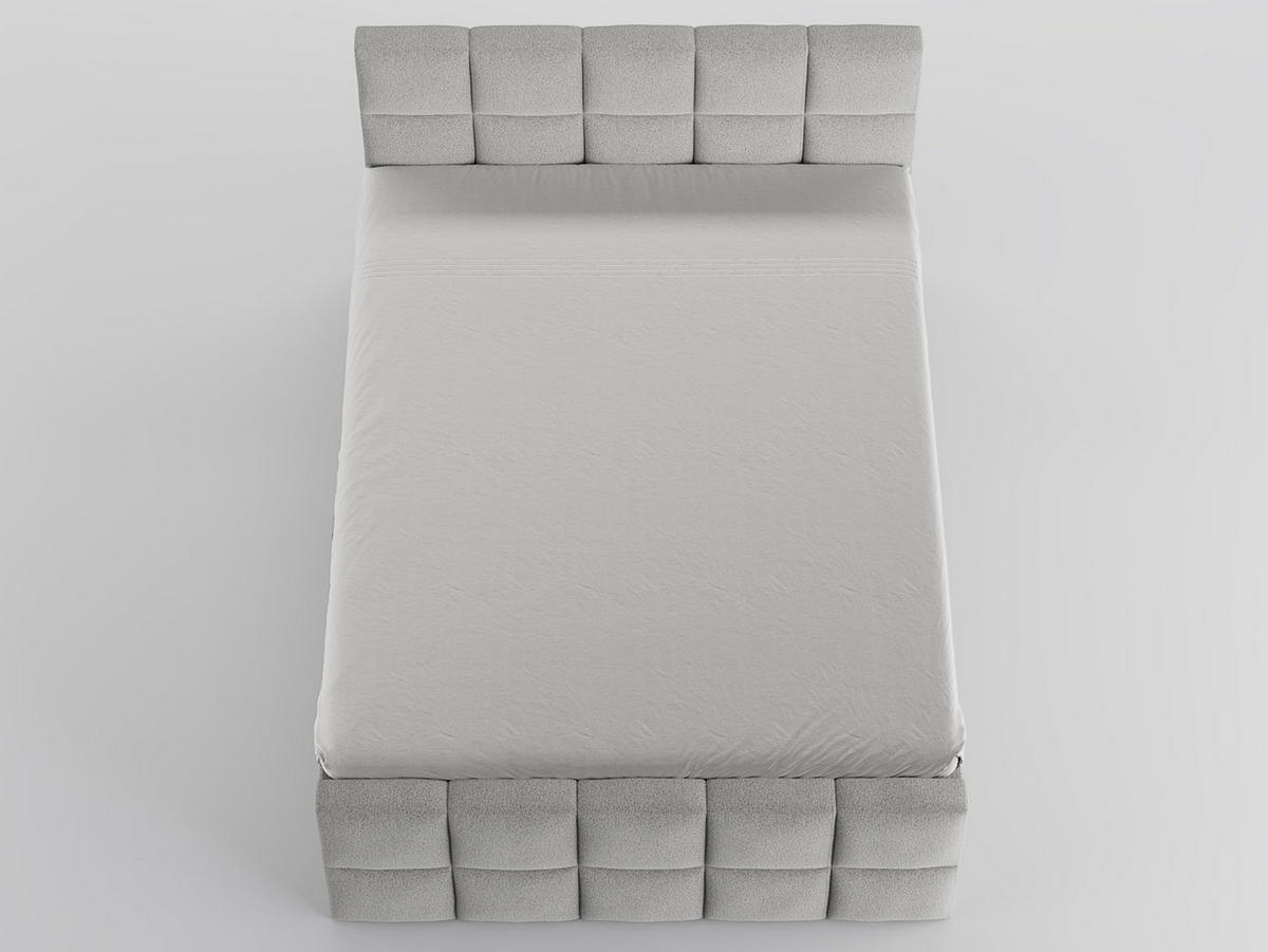 KONTINENTALBETT Vanessa 206/223 cm, in Beige, Bouclé-Stoff, Bettkasten, Matratze, Topper - Beige, Textil (200/220cm) - Barchello