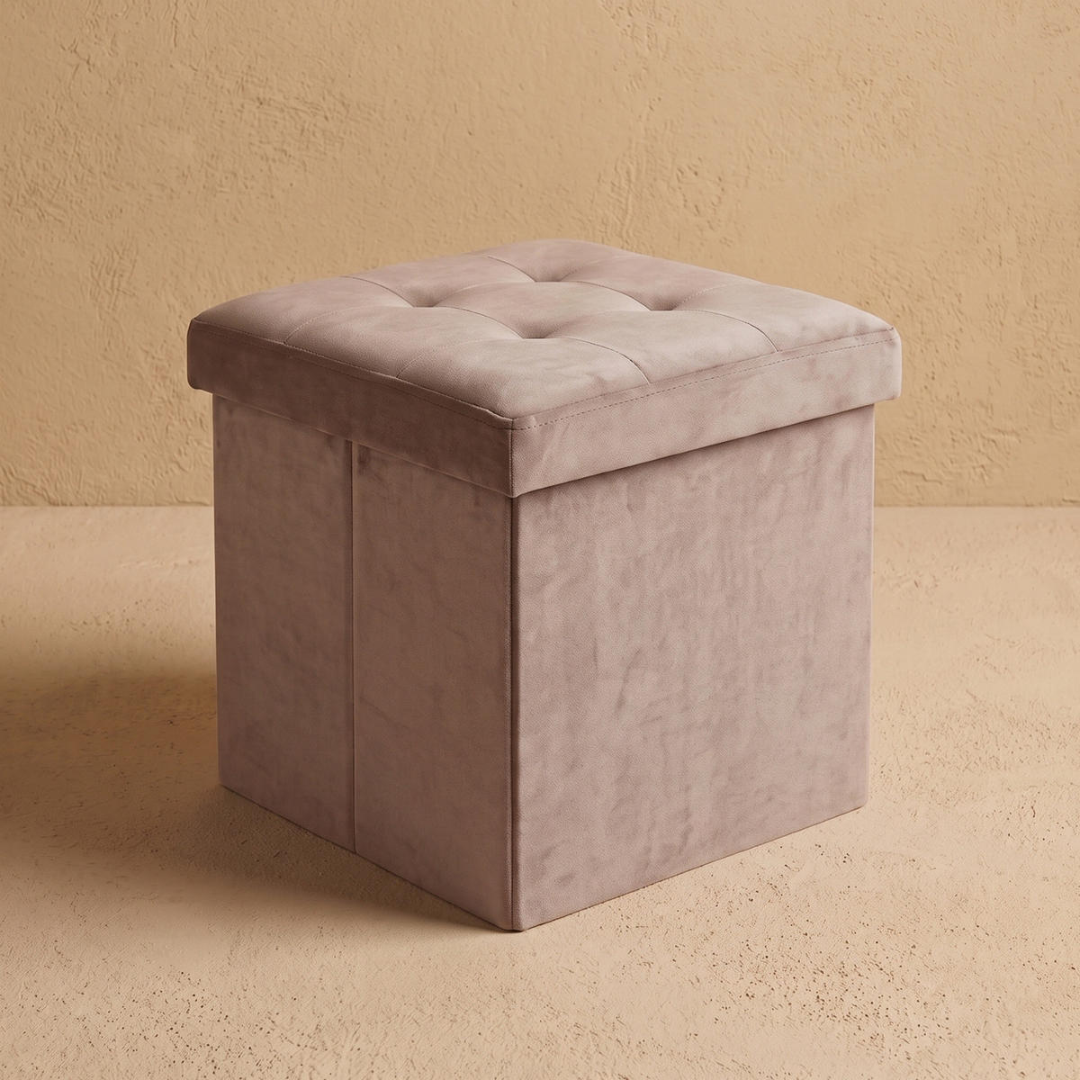 SAMT-POUF mit Stauraum 38/38/38 cm - Braun, Textil (38/38/38cm) - SCENA LIVING
