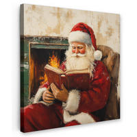 LEINWANDBILD Weihnachten - Weihnachtsmann - Winter - Open Fireside 50x50 cm - Dunkelrot, Textil (50/50cm) - MuchoWow