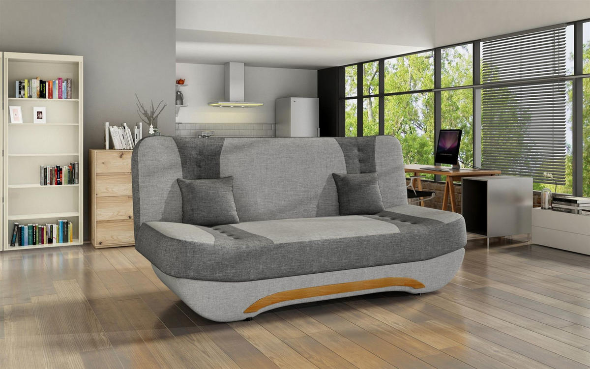 SCHLAFSOFA Kandy - Hellgrau, Holzwerkstoff/Textil (189/88/90cm) - Fun Möbel