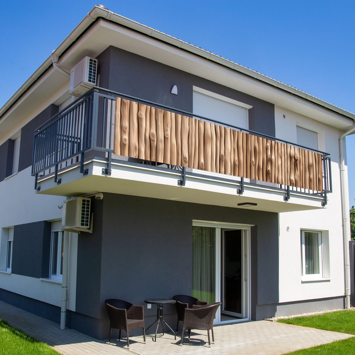 BALKON-SICHTSCHUTZ Holz - Stiel - Hellbraun - Ahornfarben, Kunststoff (500/110cm) - MuchoWow