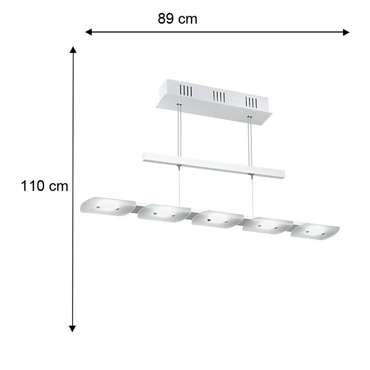LED HÄNGELEUCHTE TIGHT Weiß Aluminium Stahl - Weiß, Glas (89/10/110cm)