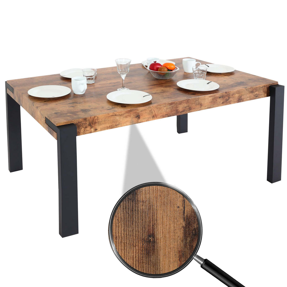 ESSTISCH rechteckig Wildeiche Dekor - Wildeiche, Holzwerkstoff (80/140/76cm) - MCW