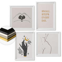 WANDBILDER 4er-Set - 50x50 cm & 40x60 cm Weißer Rahmen - Minimalistische Boho-Illustrationen - Weiß, Kunststoff (50/50cm) - ArtPrintCave