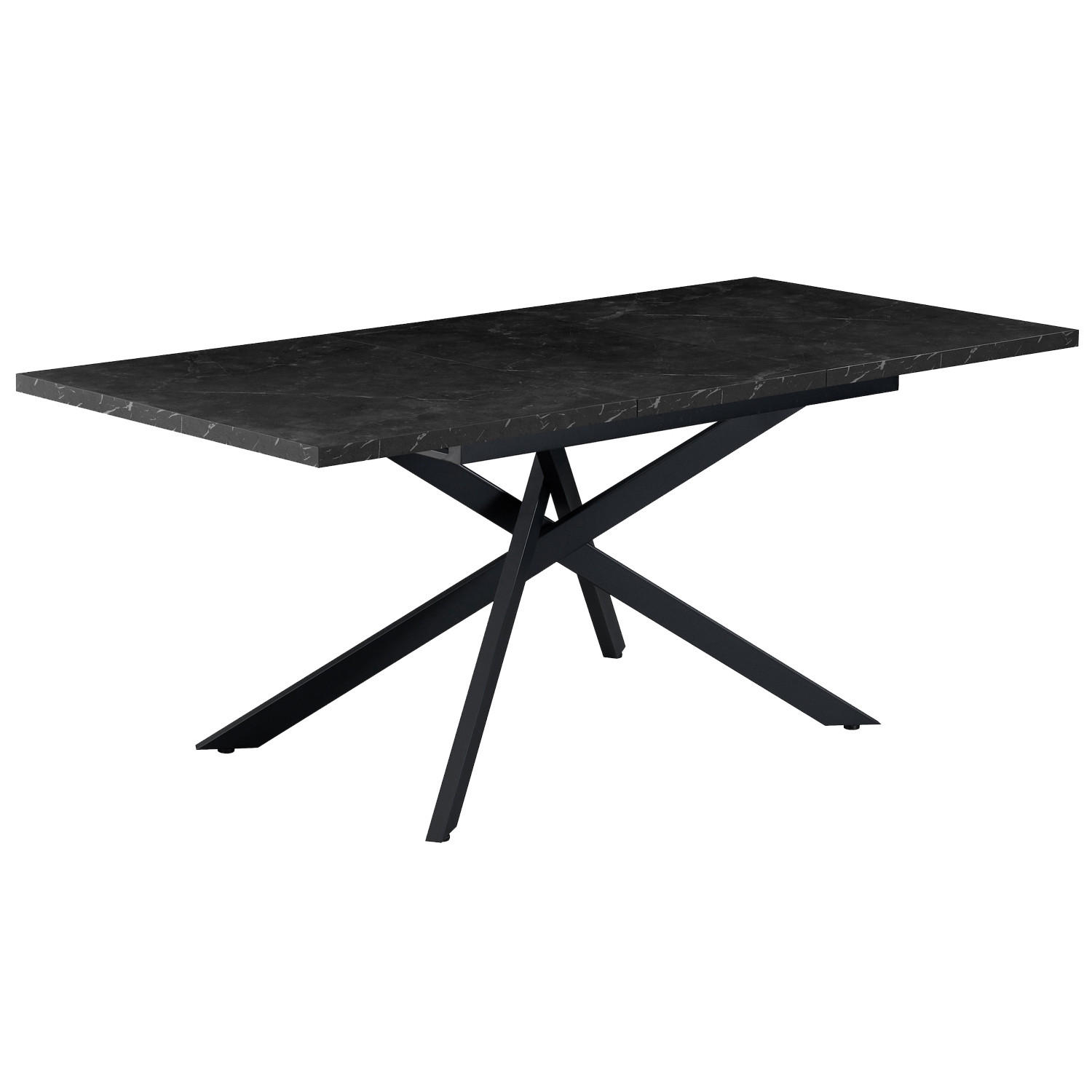 ESSTISCH LARS 120-160/80/76 cm Marmor-Schwarz - Anthrazit/Schwarz, Holzwerkstoff/Metall (80/120/76cm) - B&D Home
