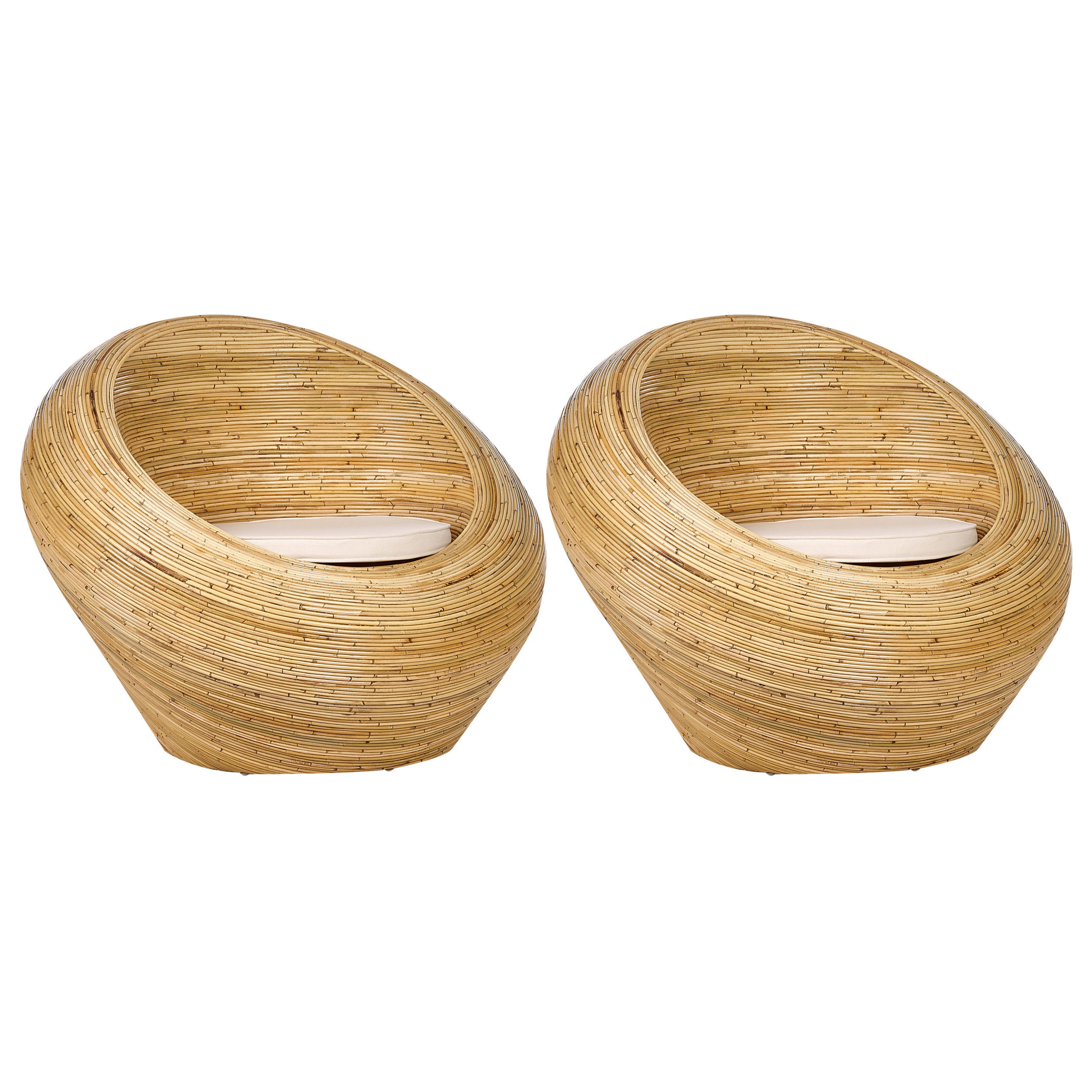 GARTENSTUHL 2er-Set Rattan Natürlich Maiori - Beige/Naturfarben, Naturmaterialien (110/88/110cm) - Beliani