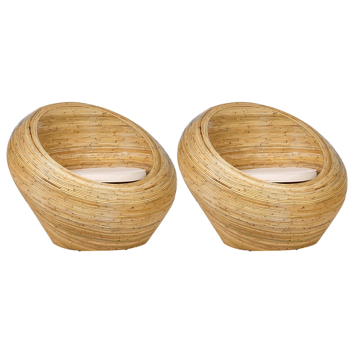 GARTENSTUHL 2er-Set Rattan Natürlich Maiori - Beige/Naturfarben, Naturmaterialien (110/88/110cm) - Beliani