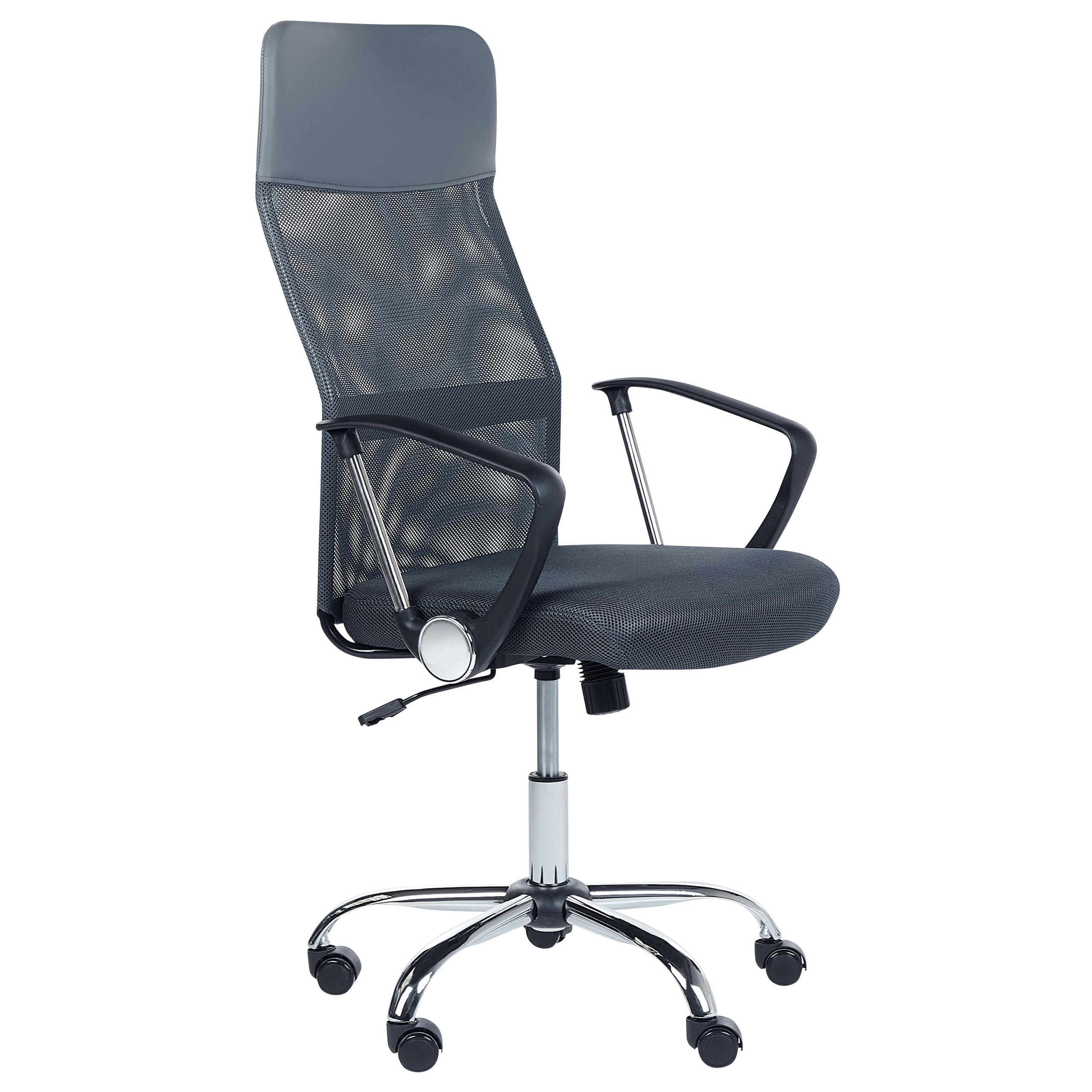 BÜROSTUHL Polyester Grau Design - Grau, Kunststoff/Textil (63/114/63cm) - Beliani