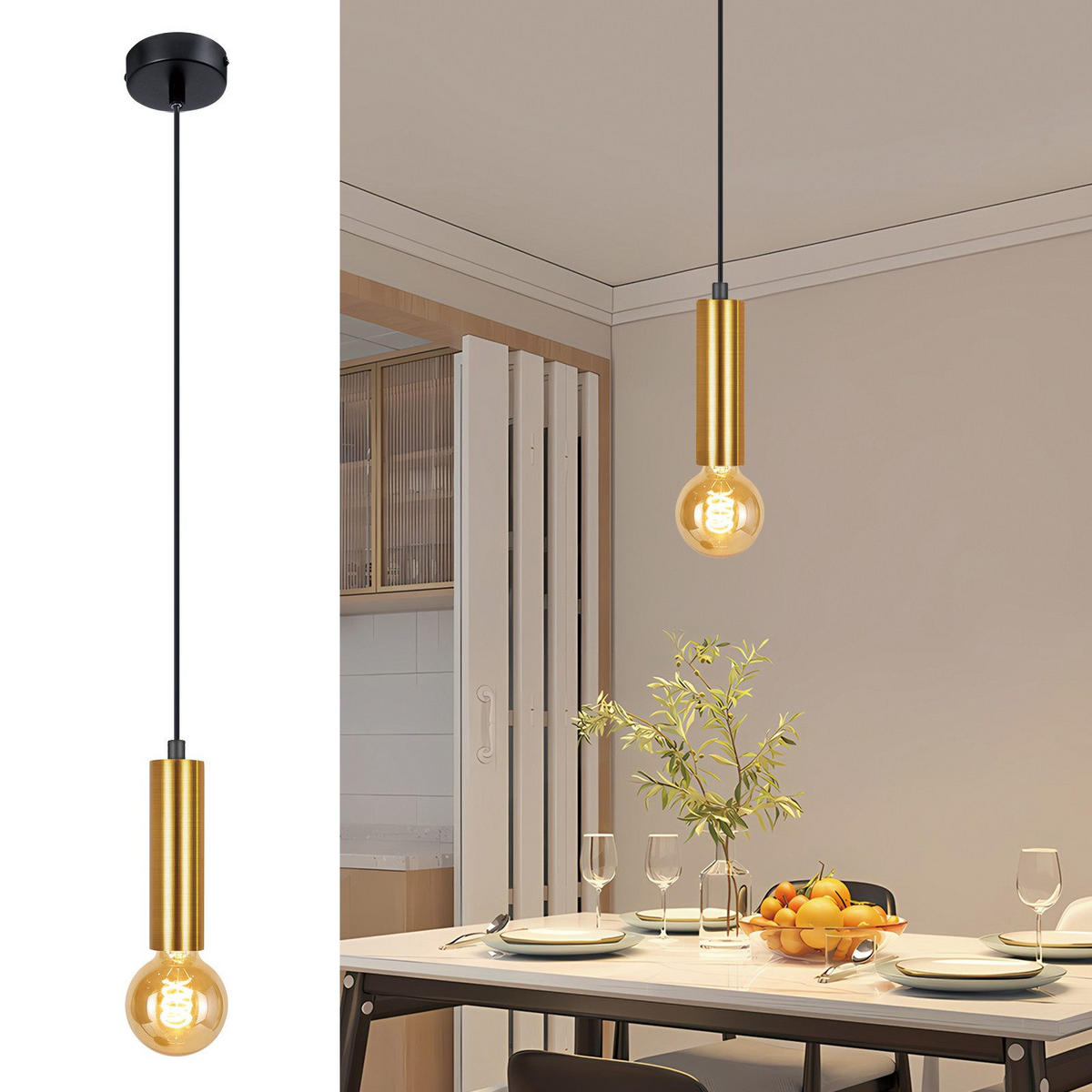 KRONLEUCHTER Hellebrandar 8.0/8.0/139.69 cm - Schwarz, Metall (139.69/8/8cm) - ZMH