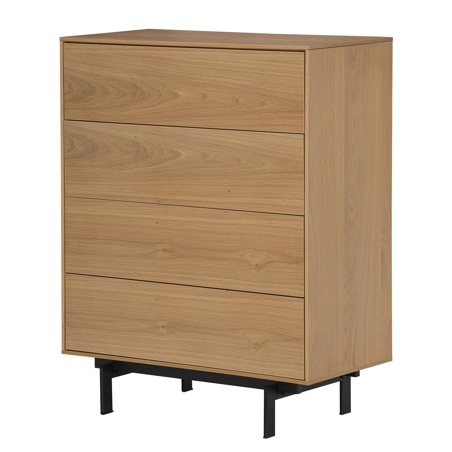 FURNIERTE KOMMODE - Eichefarben, Holzwerkstoff/Metall (80/100/40cm) - home24