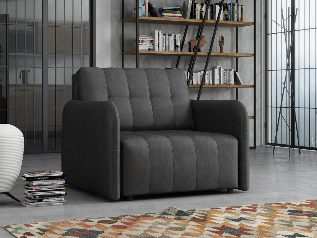 SCHLAFSOFA Viva Grand I - Dunkelgrau/Schwarz, Holz/Kunststoff (98/85/95cm) - MIRJAN24