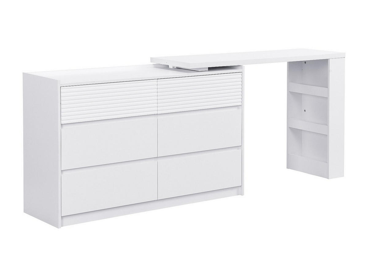 KOMMODE - 200 cm, 120 cm x 40 cm - holz - weiß Bopania - Weiß, Holz (200/80/40cm) - Vente-Unique
