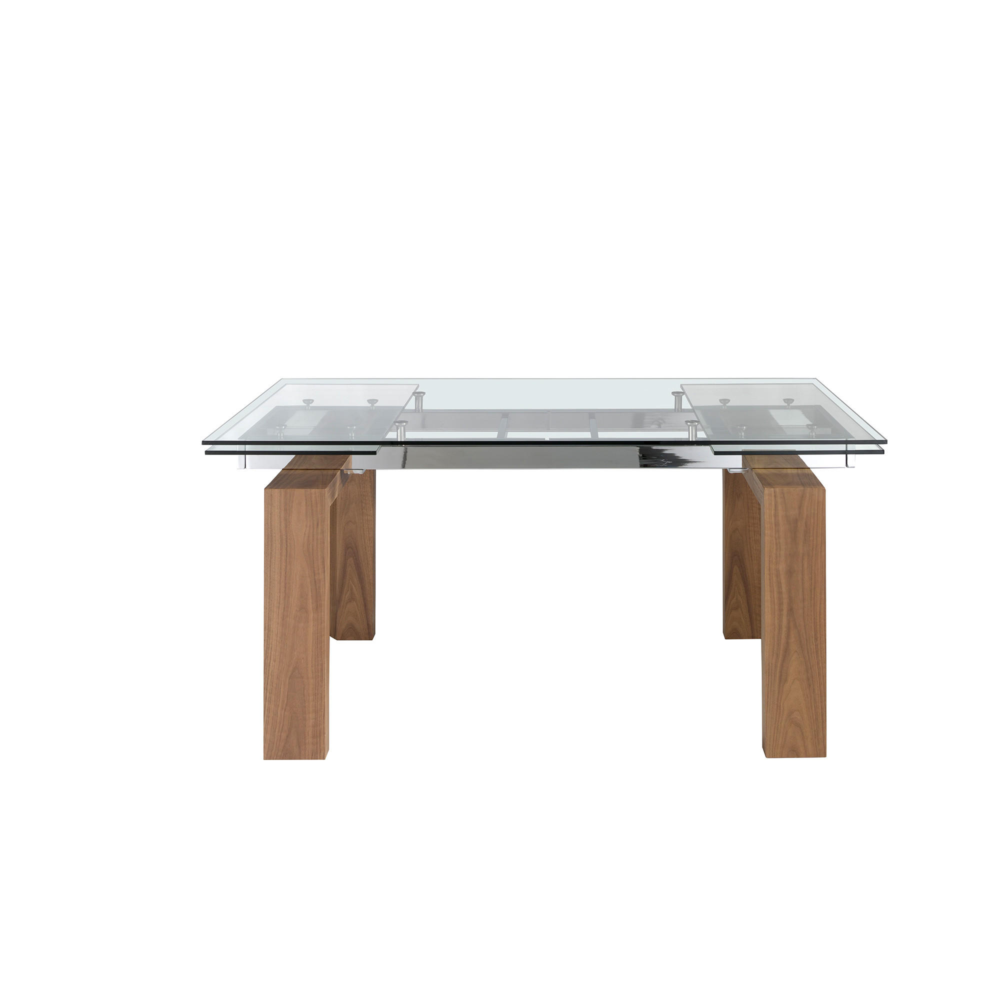 ESSTISCH Rechteckig Walnuss Glas Stahl 160/90/75 cm - Edelstahlfarben/Transparent, Holz (90/160/75cm) - ANGEL CERDA