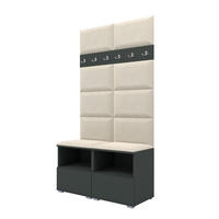 GARDEROBEN-SET Nela III mit gepolsterten Paneelen 100/187/40 - Silberfarben/Creme, Holzwerkstoff/Kunststoff (100/187/40cm)