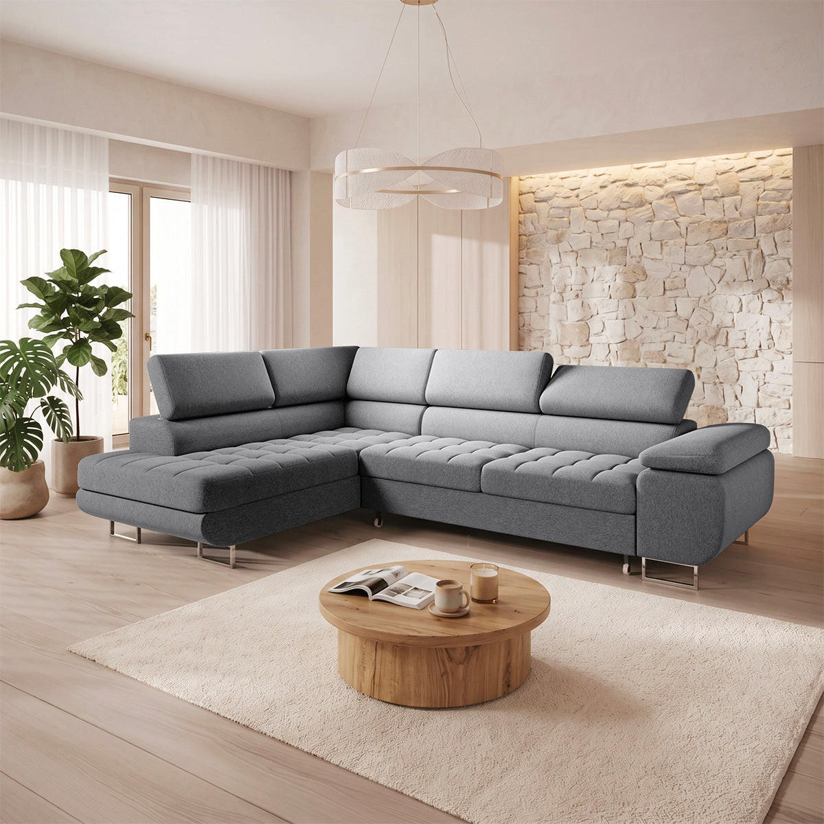 ECKSOFA Eden 4 Sitzplätze Anthrazitgrau - Grau, Textil (335/201cm) - Petits-meubles