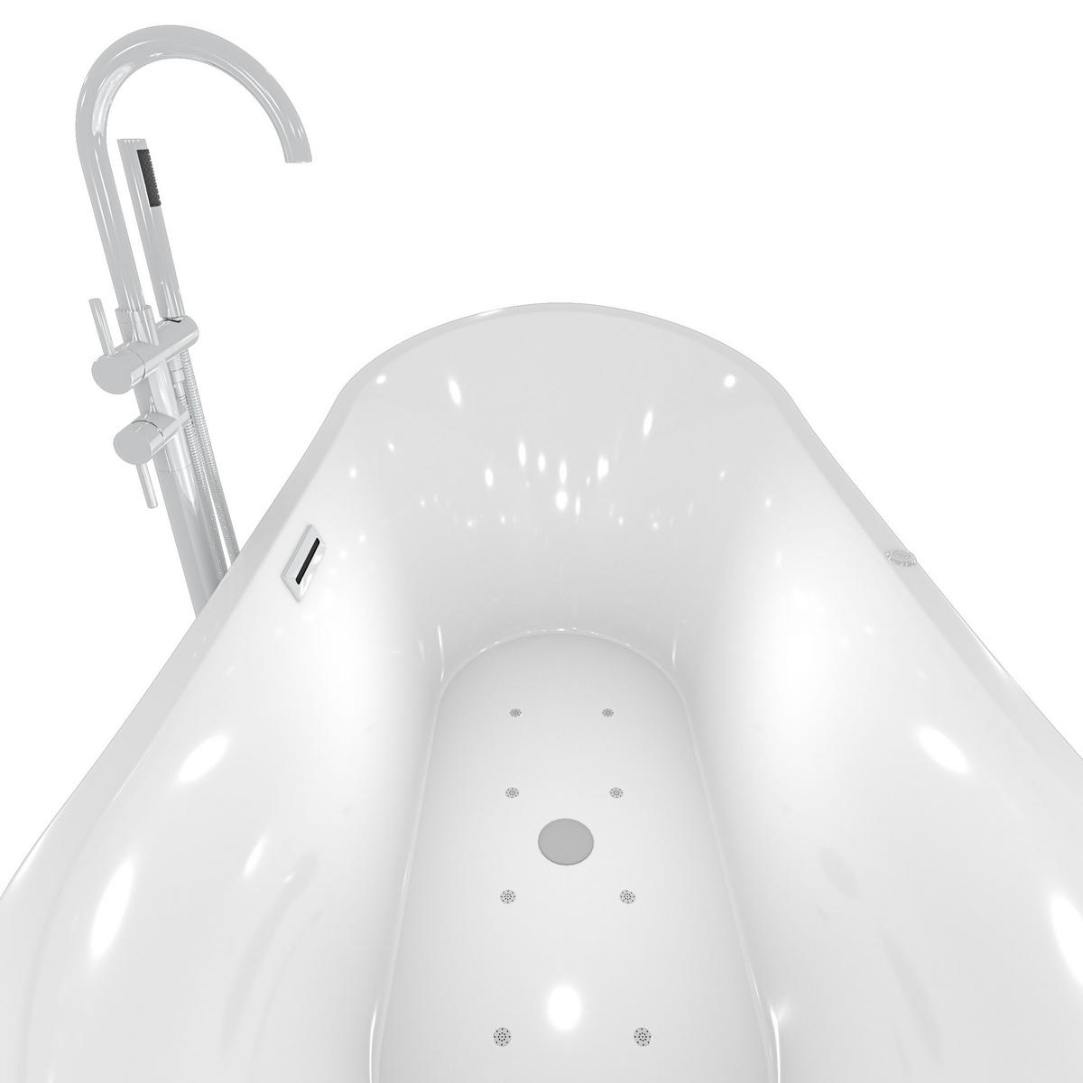 FREISTEHENDE Badewanne Wanne F13 180x92cm Whirlpool Armatur AF004 - Weiß, Glas/Kunststoff (80/72/180cm) - AcquaVapore by Sandra Jentho