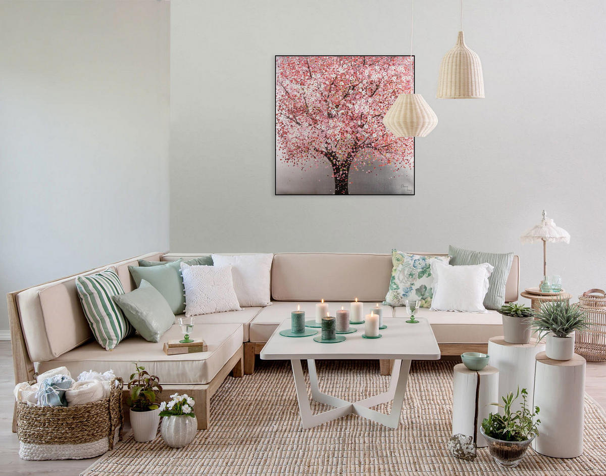 ÖLGEMÄLDE 80/80 cm - Pink, Holz/Textil (1.42/80cm) - KUNSTLOFT