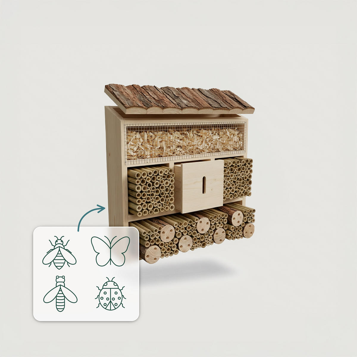 INSEKTENHOTEL - Hellbraun, Holz (30/28/10cm) - Relaxdays