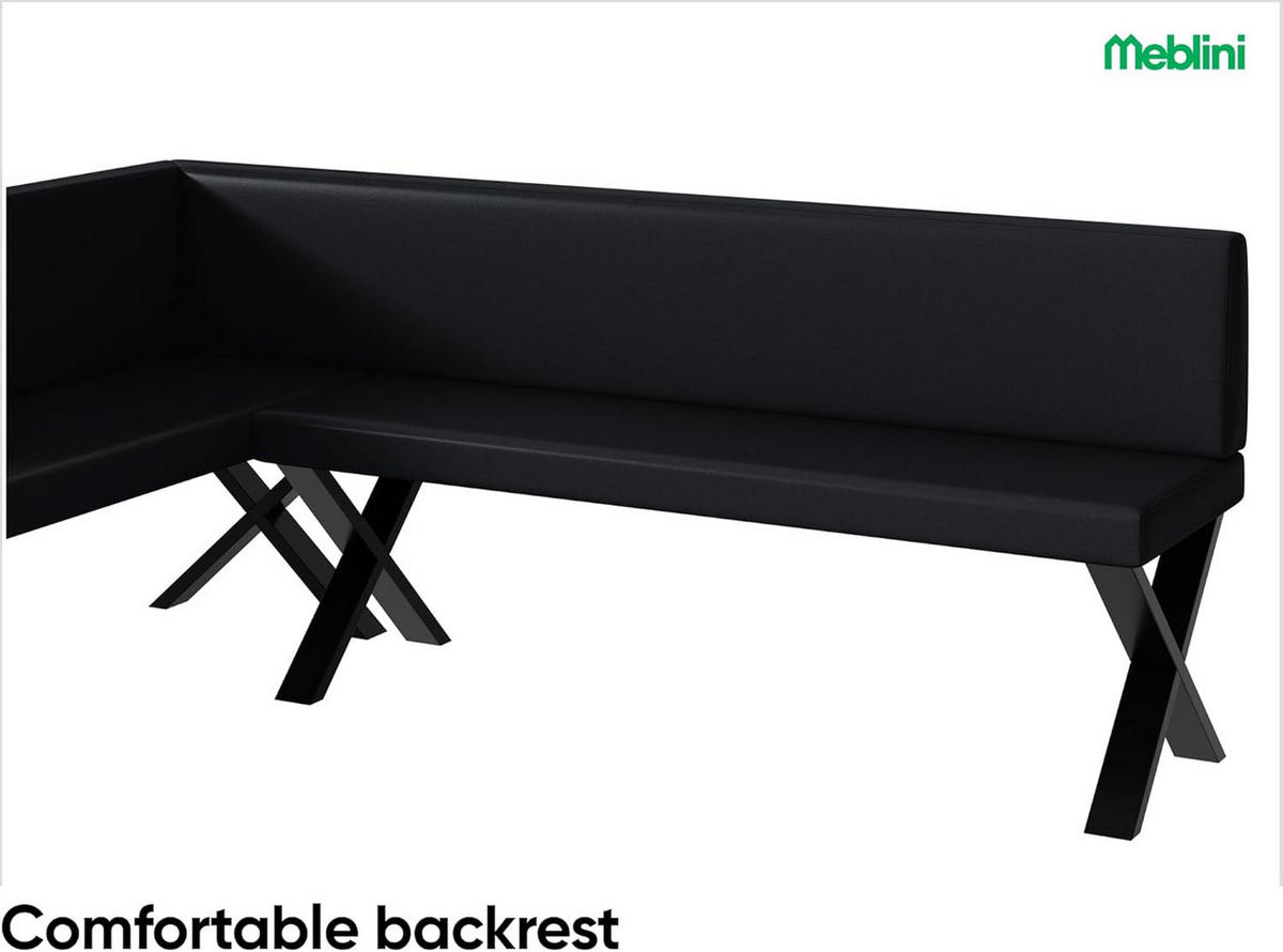 ECKBANK TONI_X - Schwarz, Leder (142/196cm) - Meblini