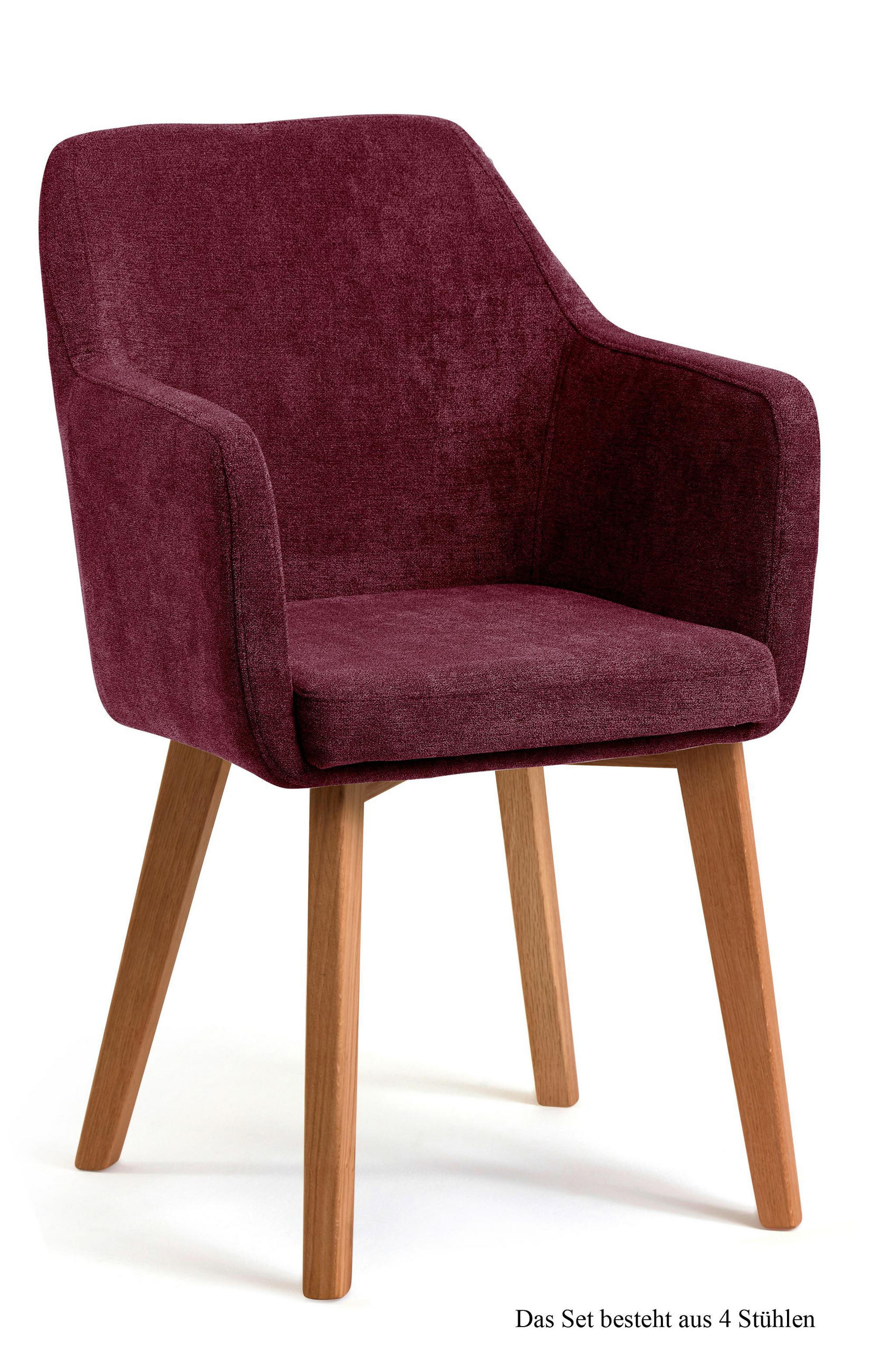 ARMLEHNSTUHL (4er-Set) Darleen 57x87x60 Eiche geölt/Marsala - Eichefarben/Brombeere, Kunststoff (60/87/57cm) - 58aufmkessel