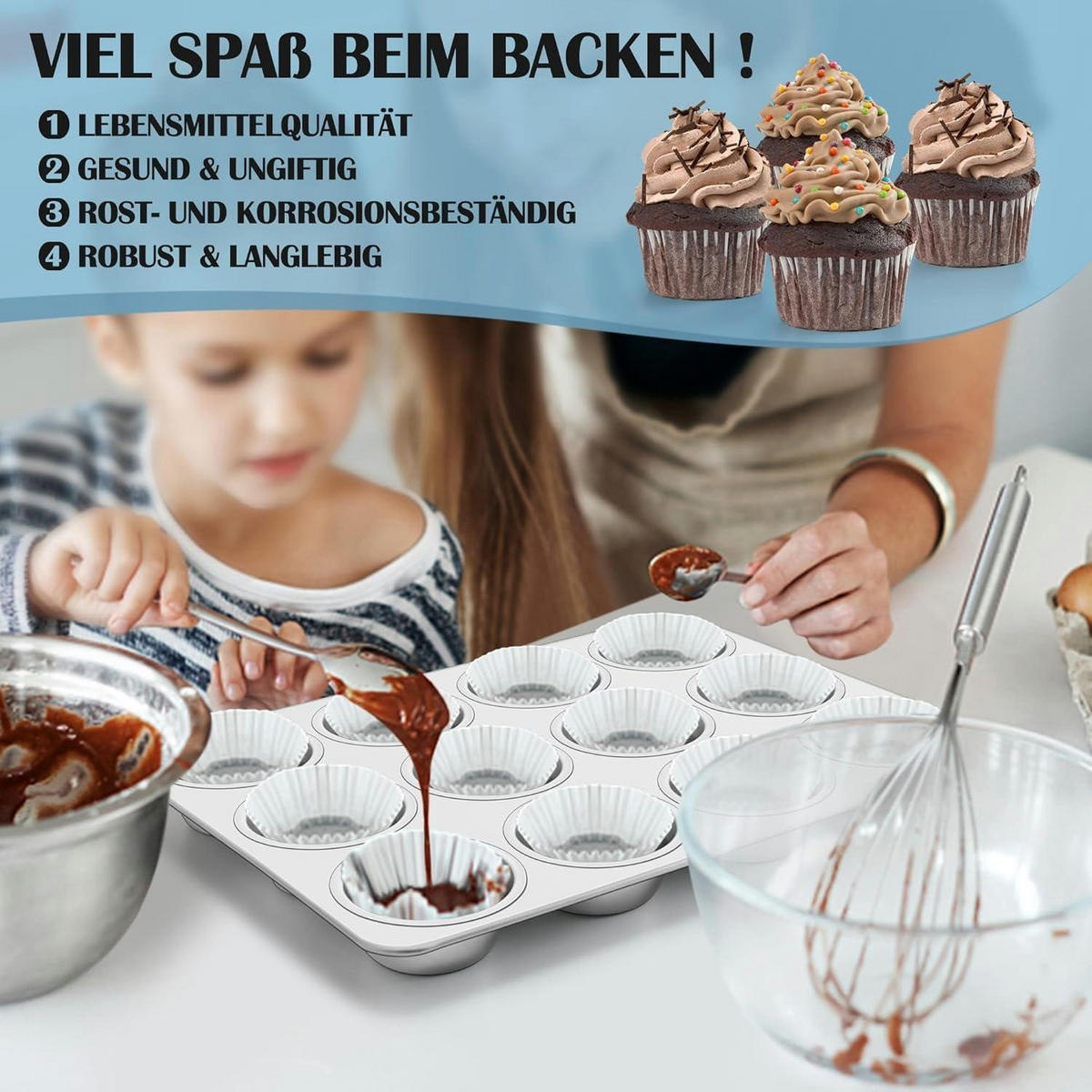 MUFFINBACKFORM 2er Set Edelstahl - Silberfarben, Metall (30/4/40cm)